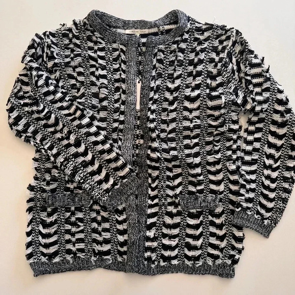 Anthropologie- Endless Rose-NWT- Bohemian-Fringe-Open-Sweater-Fall--M/L - Picture 5 of 13